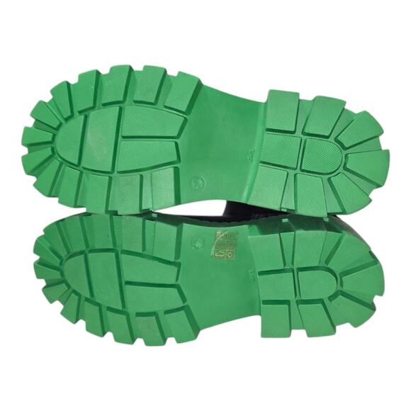 Steve Madden Charges Black Green Sole Leather Zip Up Chunky Boots‎ size 7 New - Picture 11 of 14